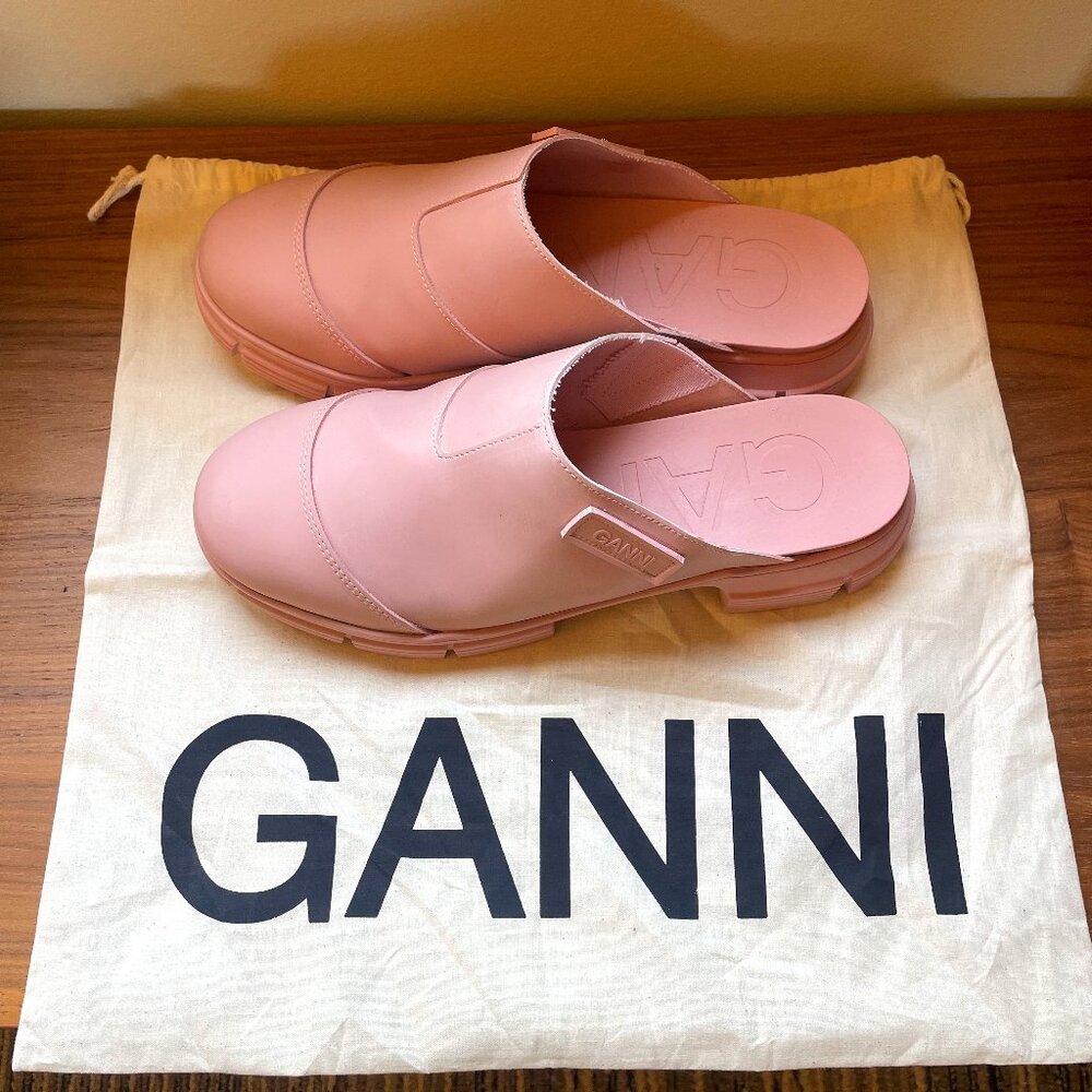 Ganni City Recycled Rubber Mules in Pink, Size 41 (10 US)